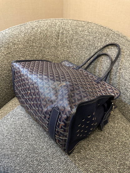 Goyard Hardy Tote Bag w/ Pouch In Navy Blue