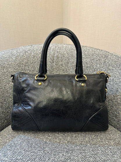 Prada East/West Bauletto Top Handle Bag In Vitello Shine Leather