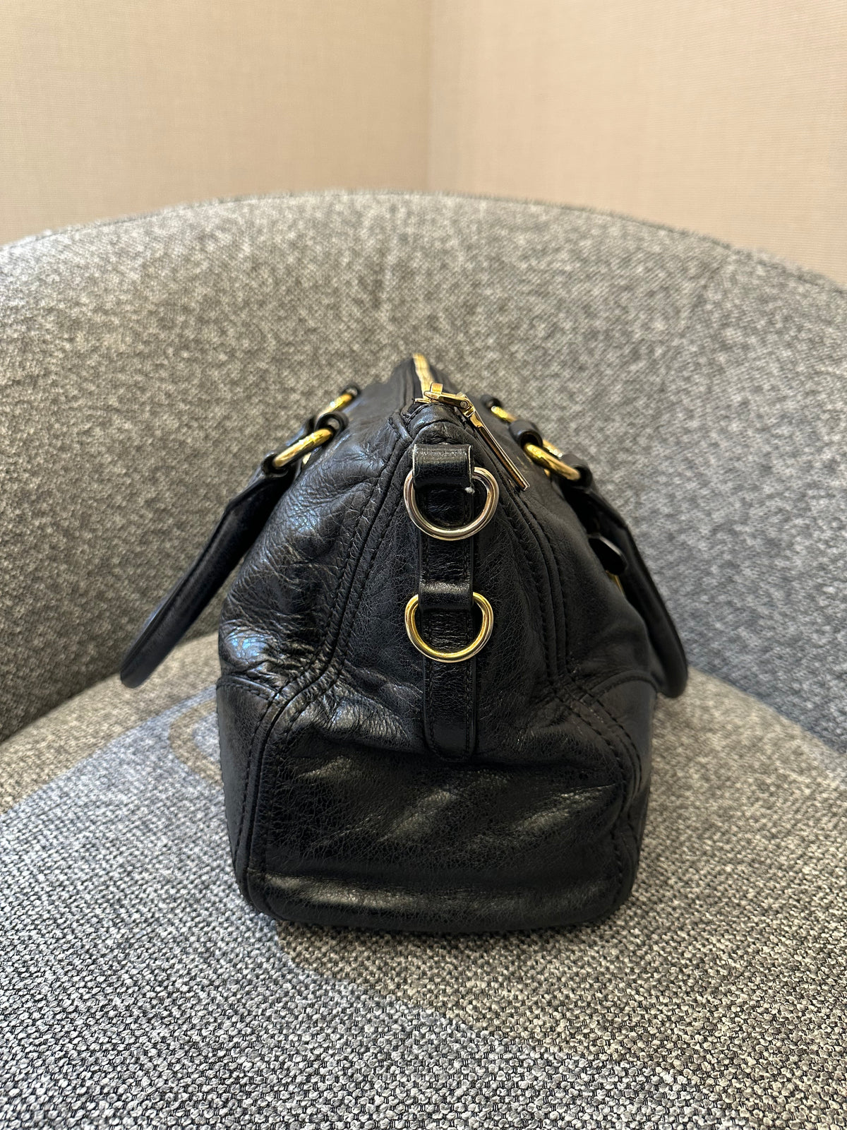 Prada East/West Bauletto Top Handle Bag In Vitello Shine Leather