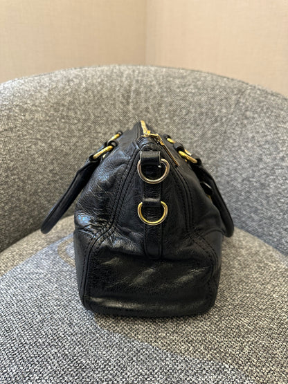 Prada East/West Bauletto Top Handle Bag In Vitello Shine Leather