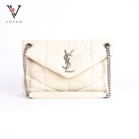 Loulou Puffer In White Shoulder Bag