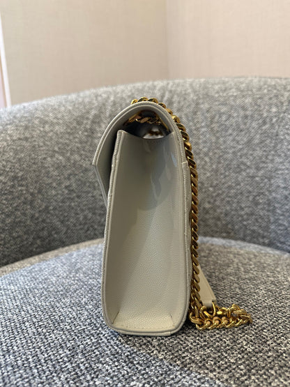 Yves Saint Laurent Envelope Shoulder Bag in White Quilted Leather