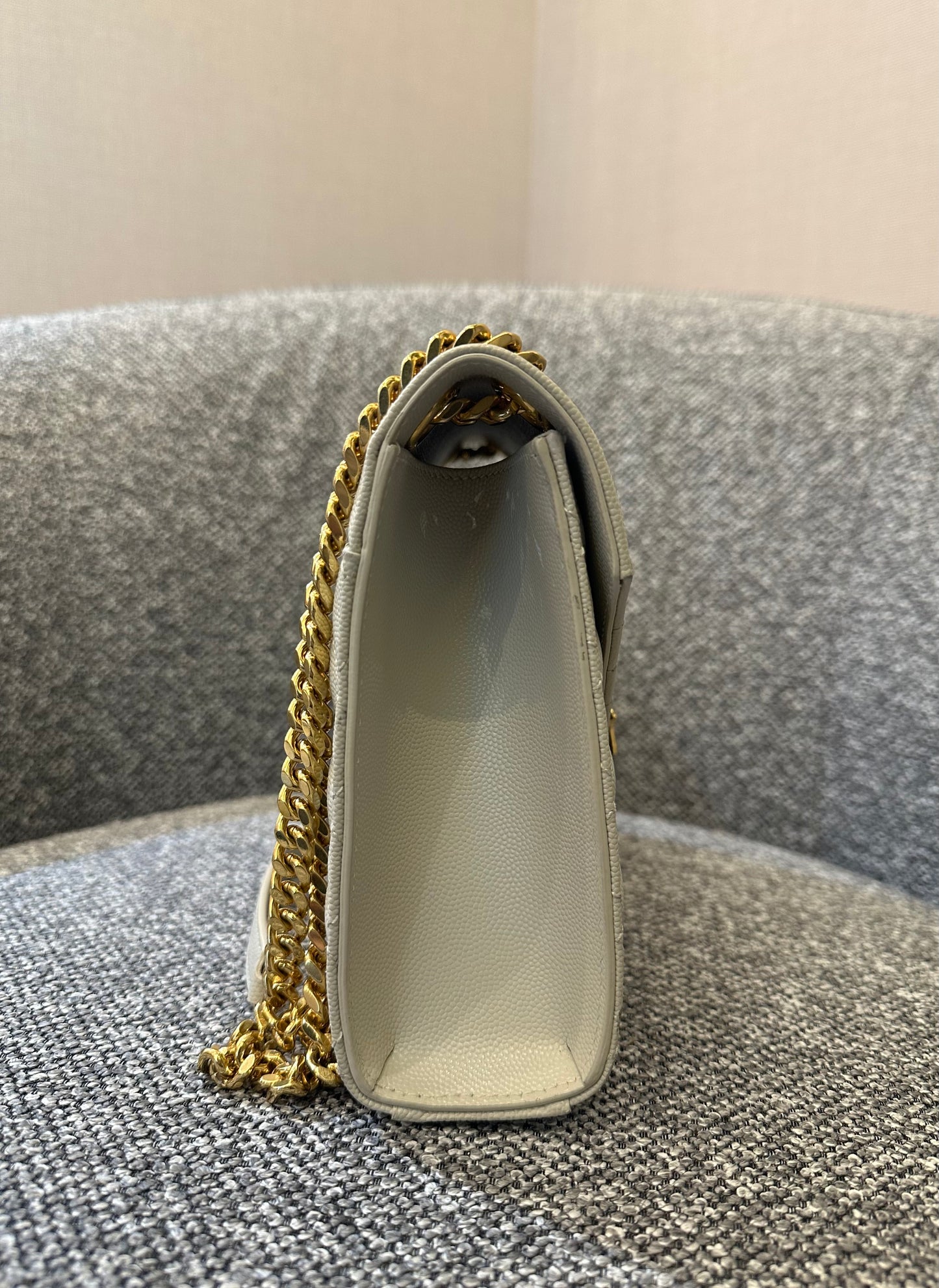 Yves Saint Laurent Envelope Shoulder Bag in White Quilted Leather