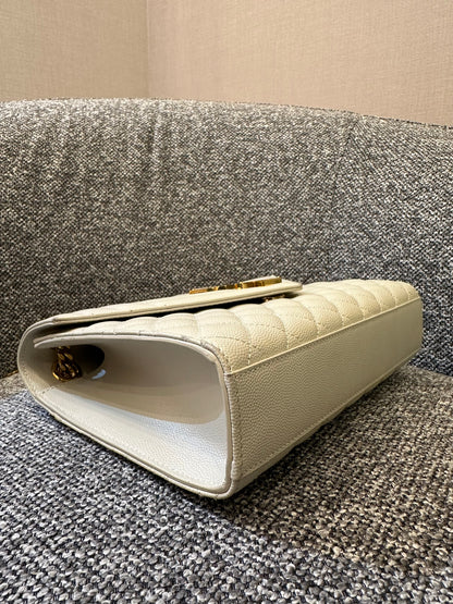 Yves Saint Laurent Envelope Shoulder Bag in White Quilted Leather