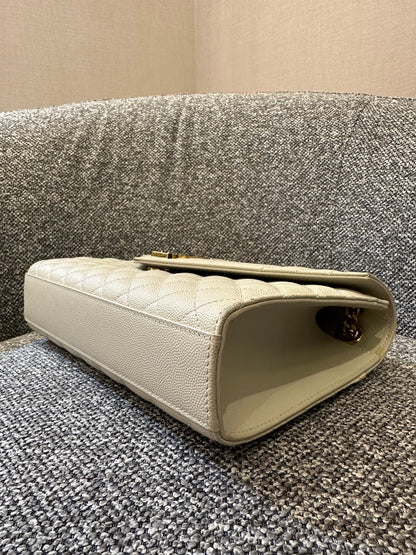 Yves Saint Laurent Envelope Shoulder Bag in White Quilted Leather