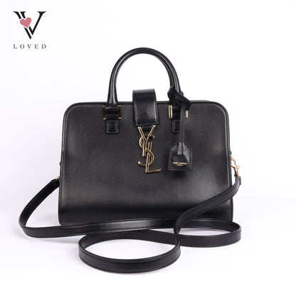 Baby Cabas In Black Leather Tote