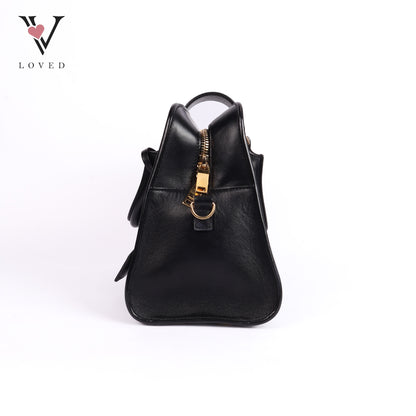Baby Cabas In Black Leather Tote