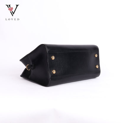 Baby Cabas In Black Leather Tote