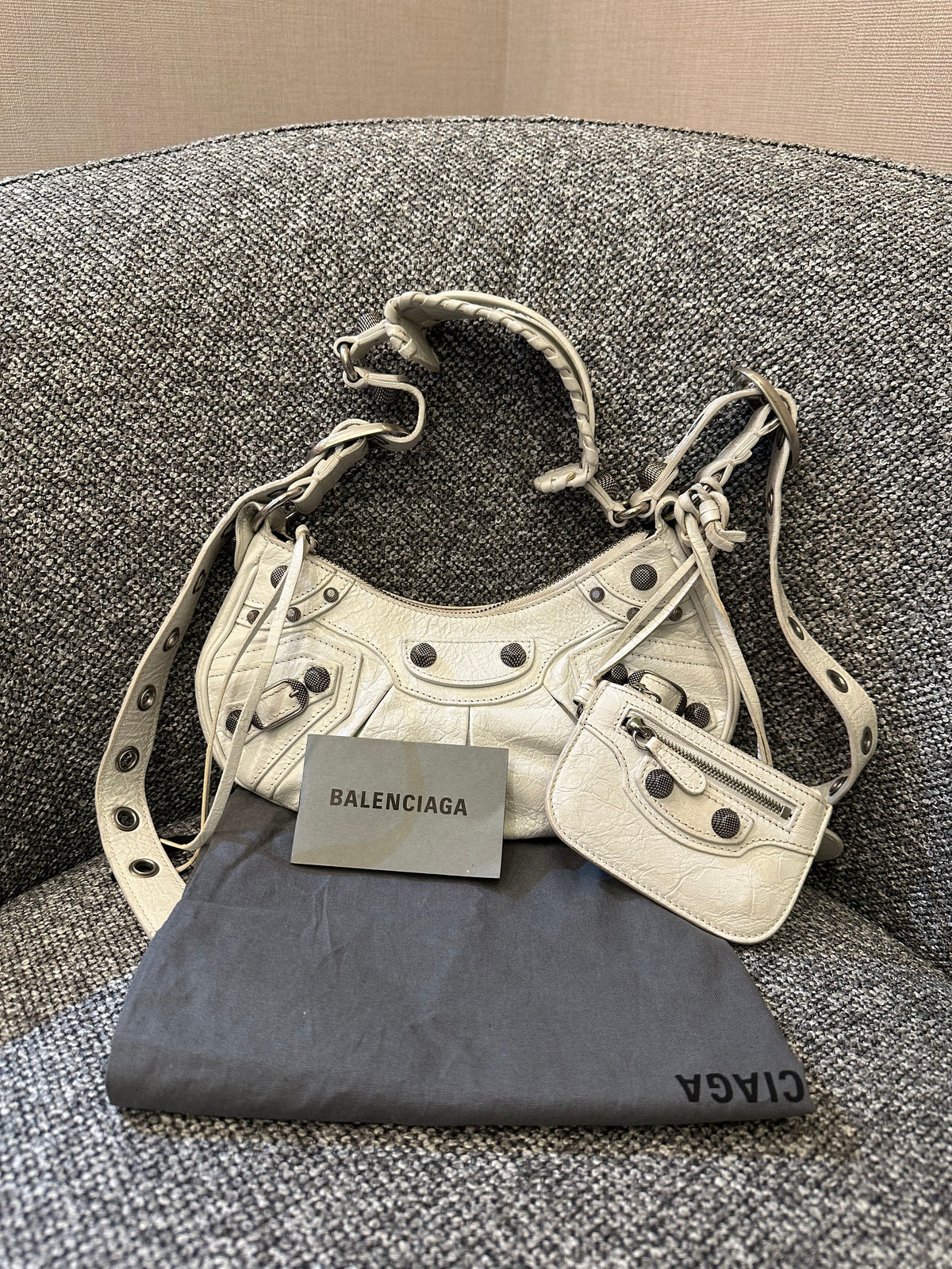 Balenciaga Le Cagole Shoulder Bag in White