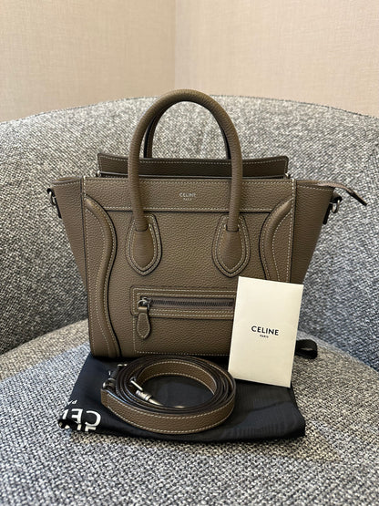 Celine Nano Luggage Tote Bag in Taupe