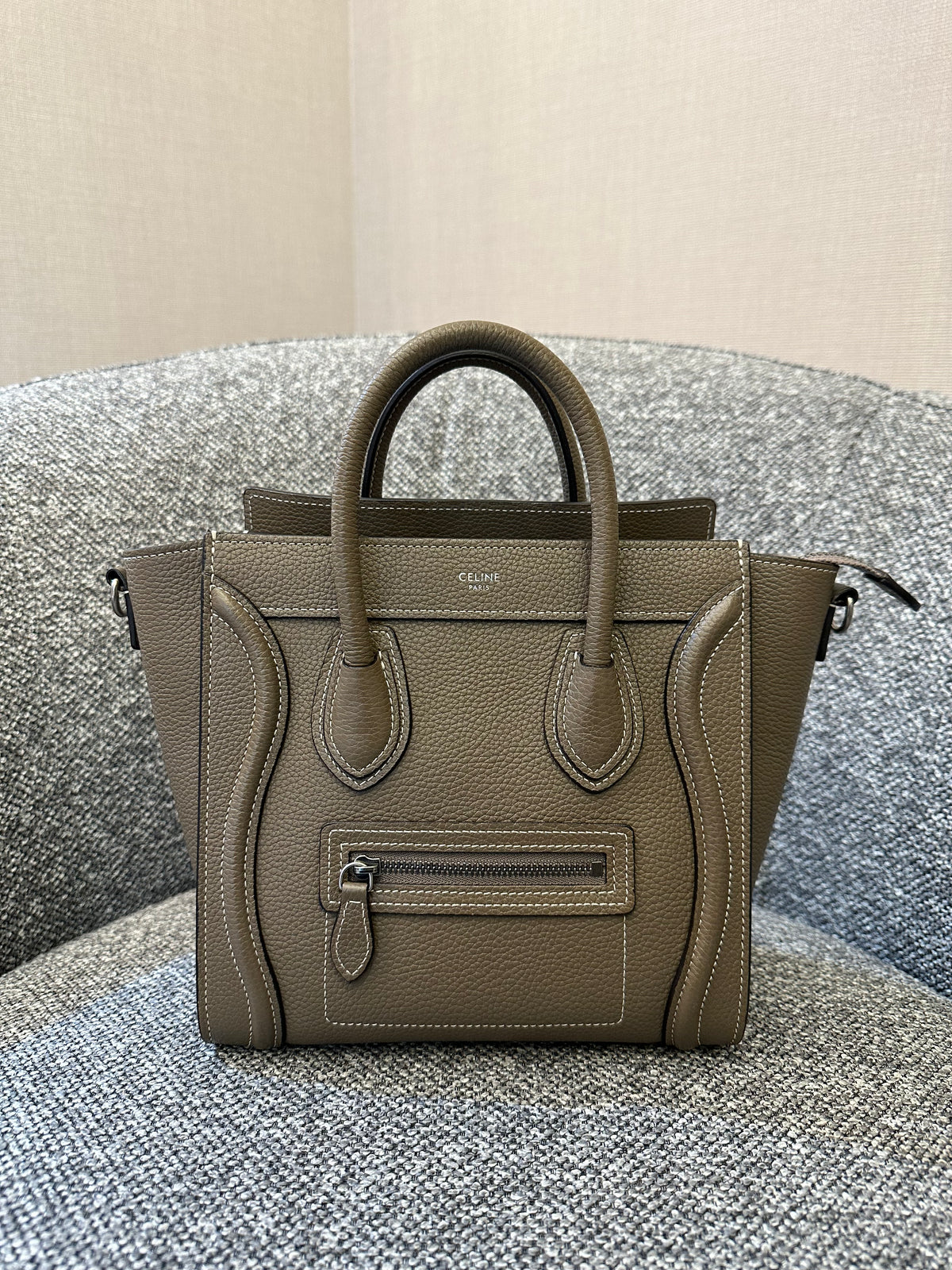 Celine Nano Luggage Tote Bag in Taupe