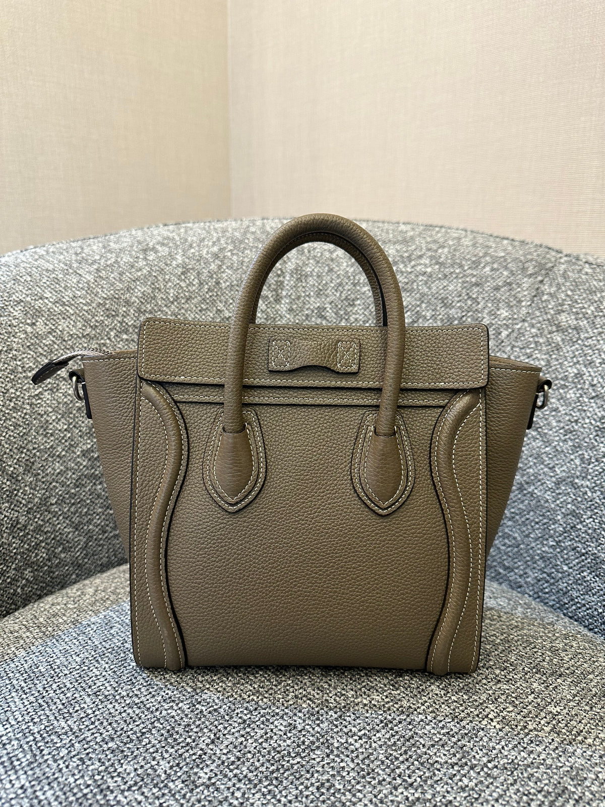 Celine Nano Luggage Tote Bag in Taupe