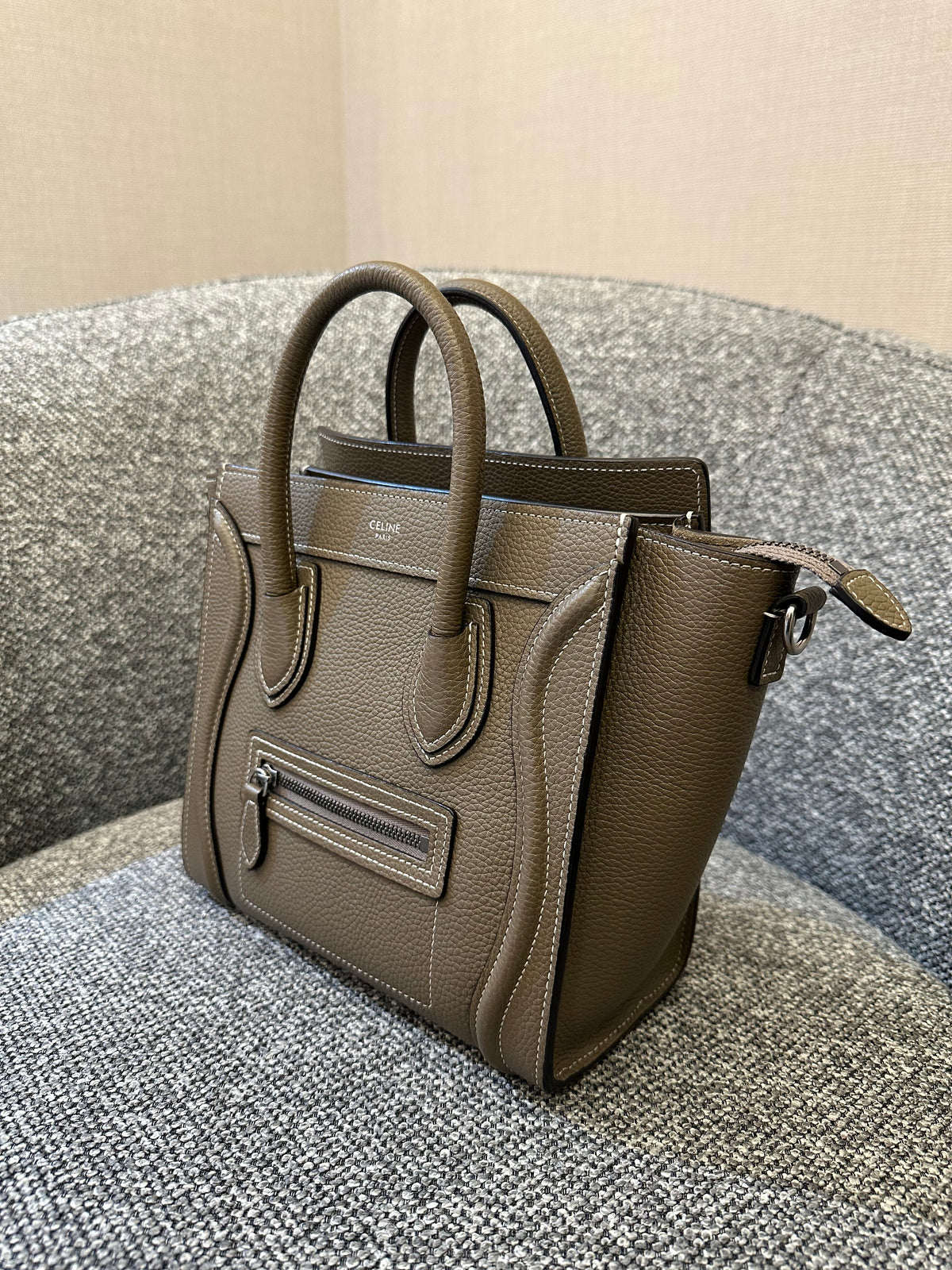 Celine Nano Luggage Tote Bag in Taupe