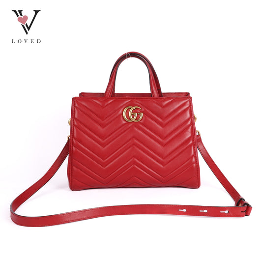 Marmont Shoulder Bag in Red Leather