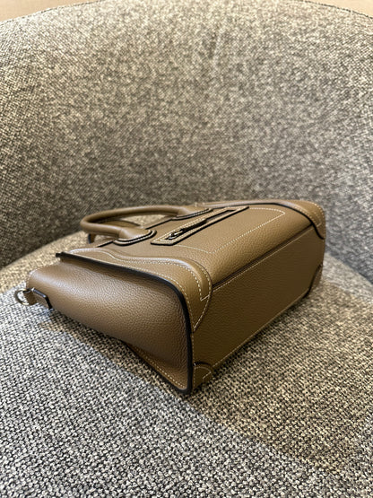 Celine Nano Luggage Tote Bag in Taupe