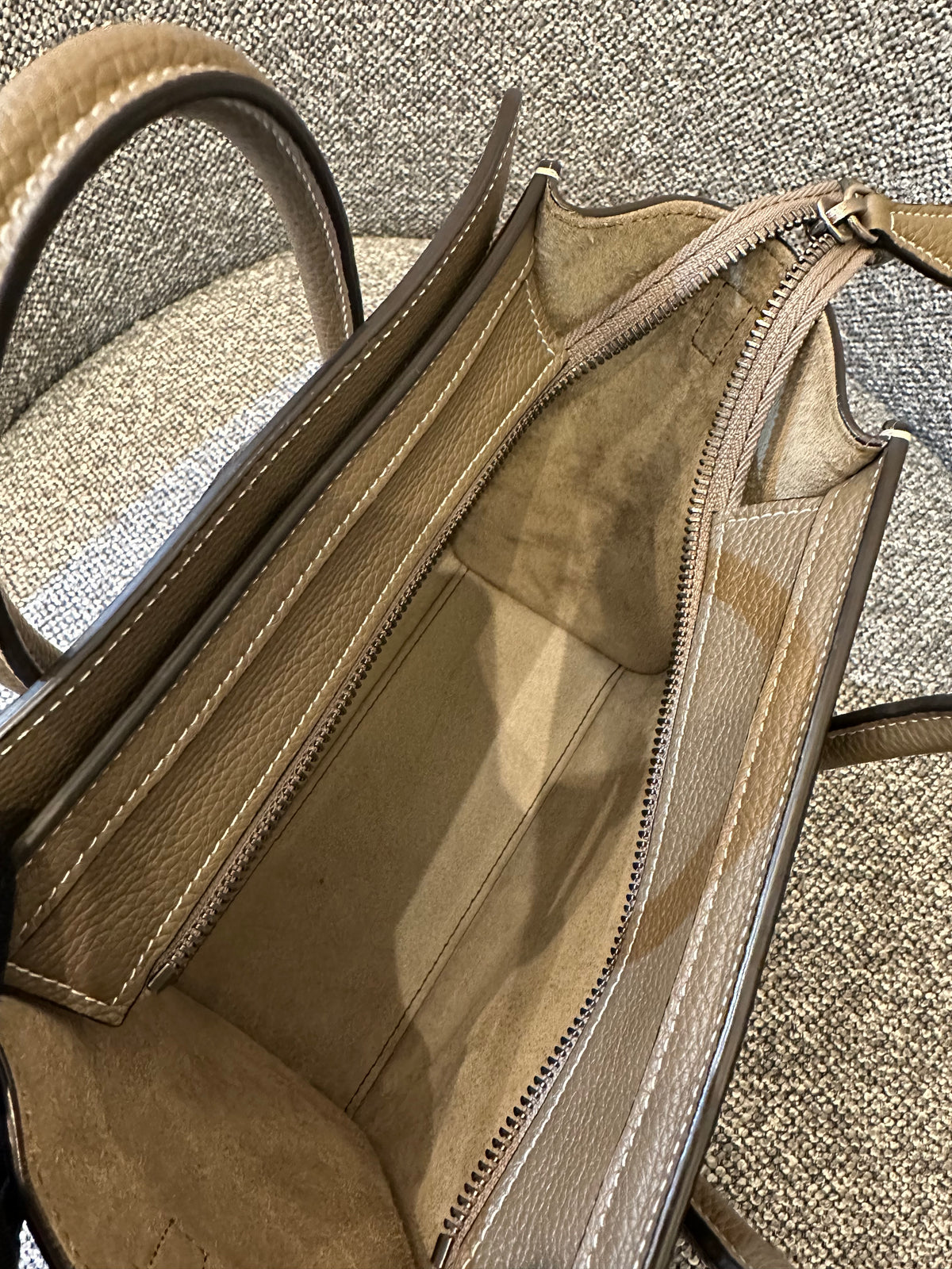 Celine Nano Luggage Tote Bag in Taupe