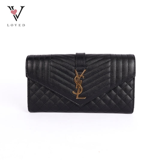 Envelope Flap Wallet In Grained Leather