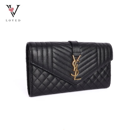 Envelope Flap Wallet In Grained Leather