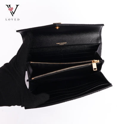Envelope Flap Wallet In Grained Leather