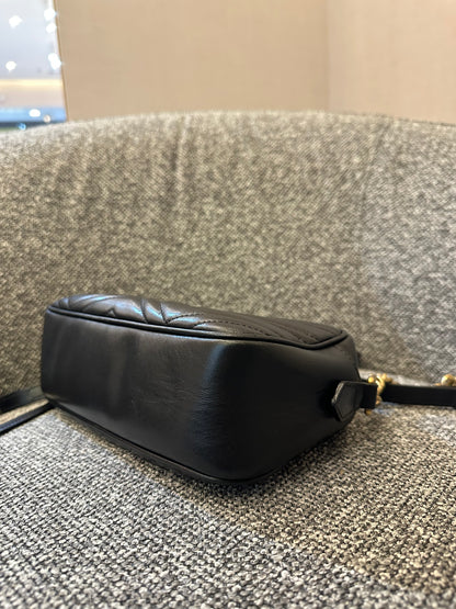 Gucci GG Marmont Camera Bag in Black Matelassé Leather