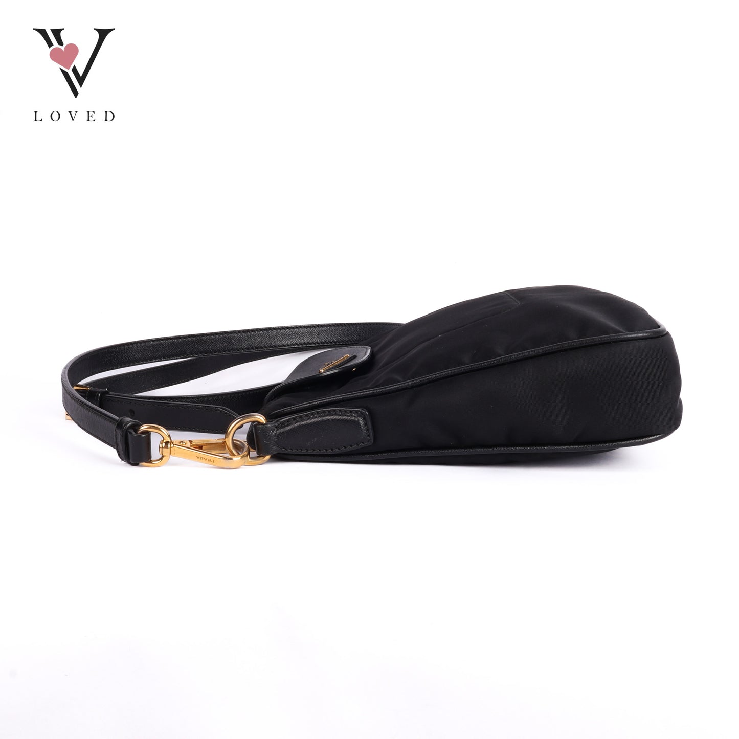 Black Nylon And Leather Trim Messenger Bag