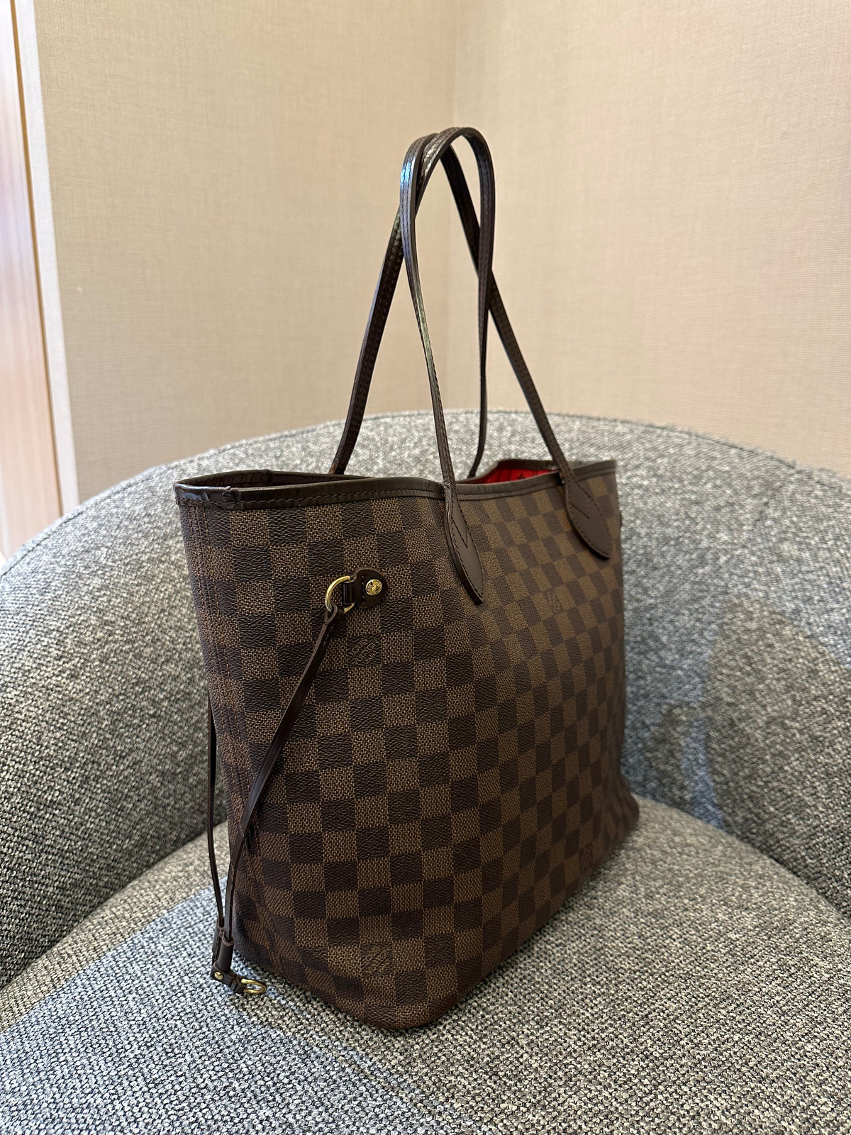 Louis Vuitton Damier Ebene Neverfull Tote Bag