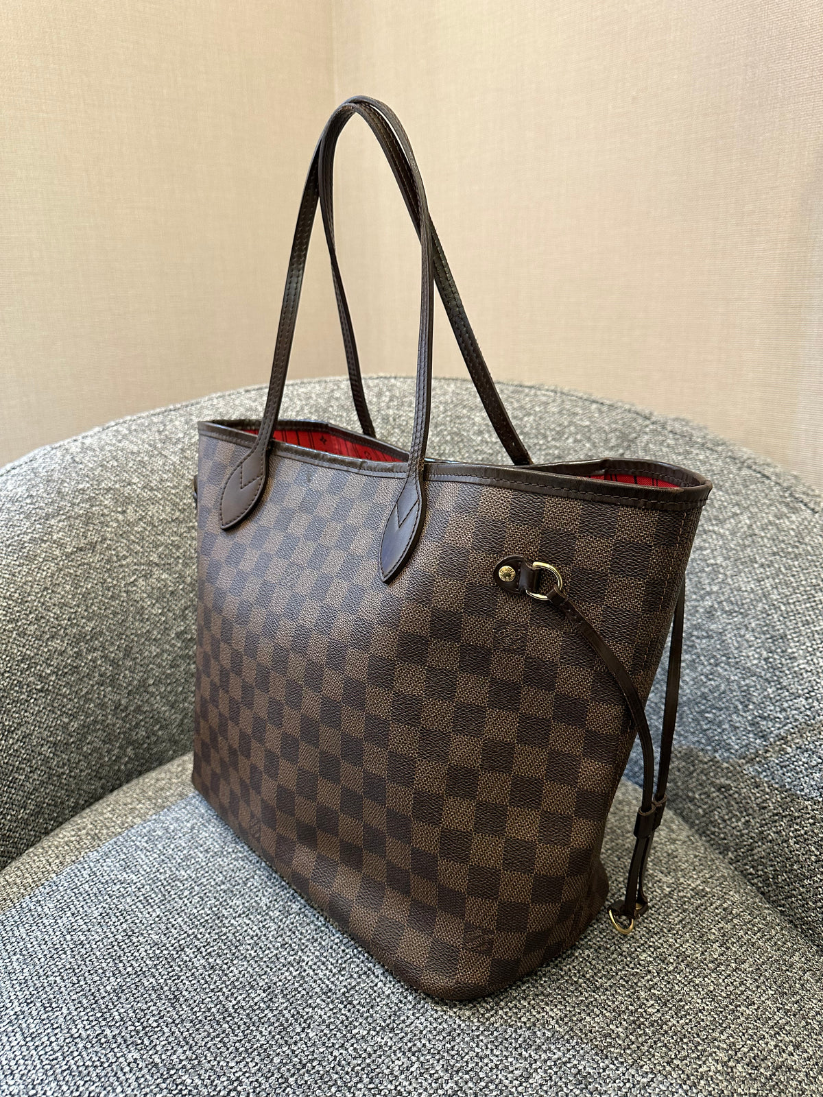 Louis Vuitton Damier Ebene Neverfull Tote Bag