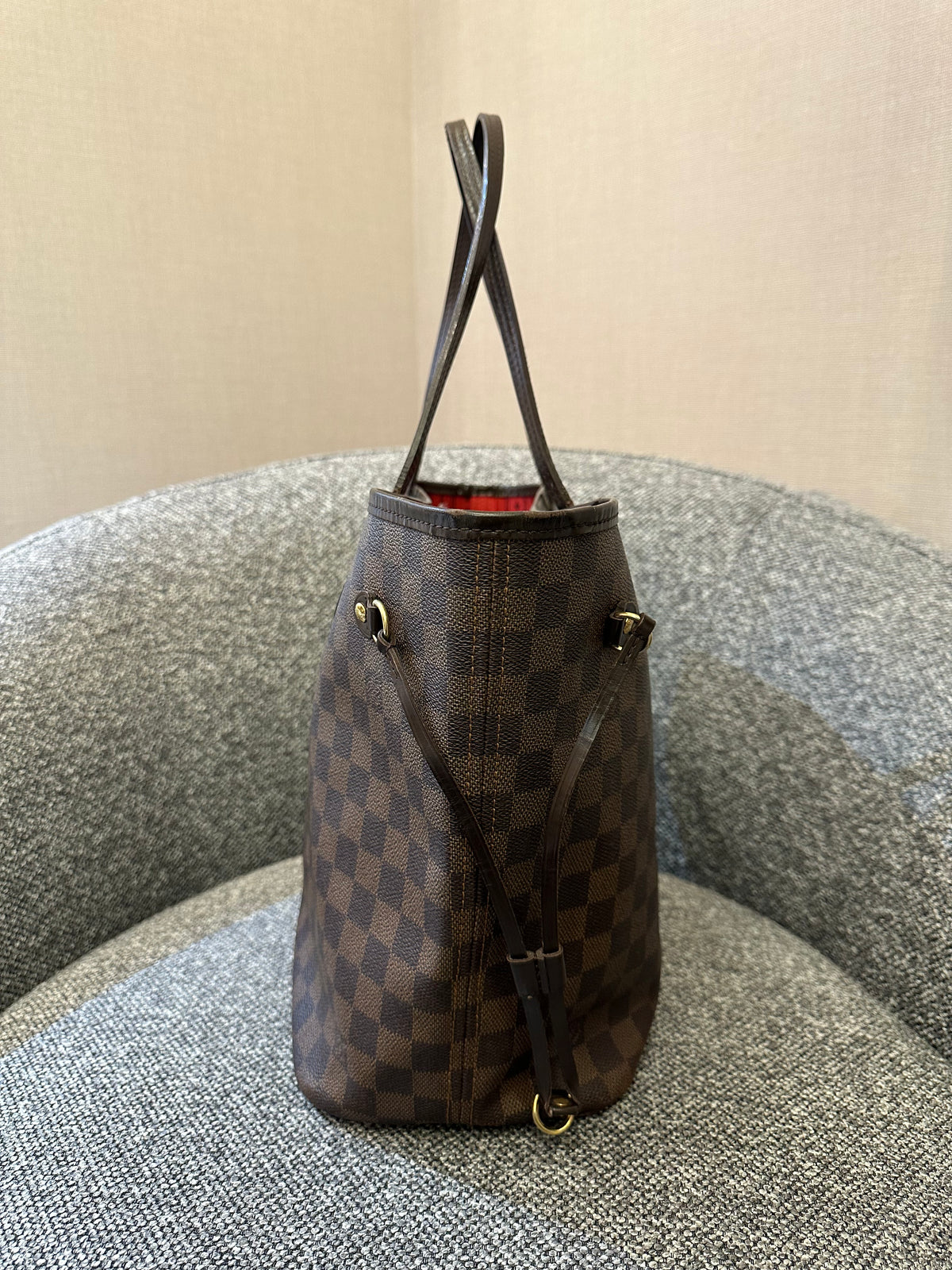 Louis Vuitton Damier Ebene Neverfull Tote Bag