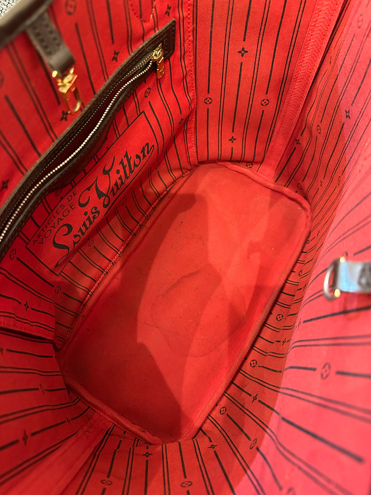 Louis Vuitton Damier Ebene Neverfull Tote Bag