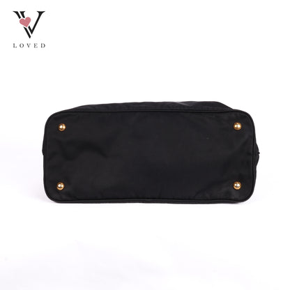 Tessuto Logo Tote In Black Nylon