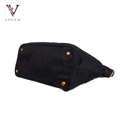 Tessuto Logo Tote In Black Nylon
