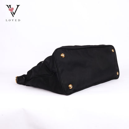 Tessuto Logo Tote In Black Nylon