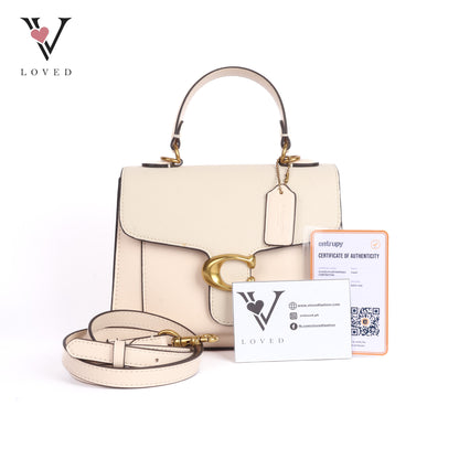 White Tabby Top Handle Bag