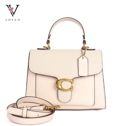 White Tabby Top Handle Bag