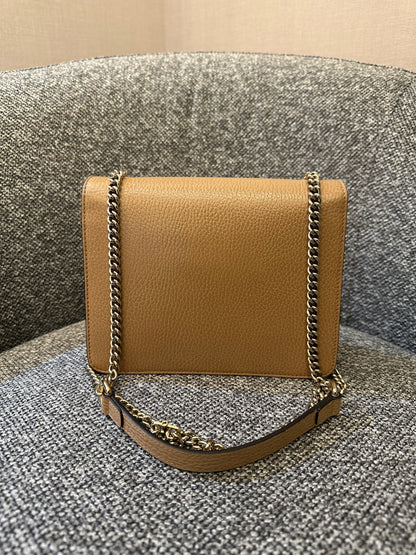 Gucci Interlocking G Chain Strap Shoulder Bag In Beige Leather