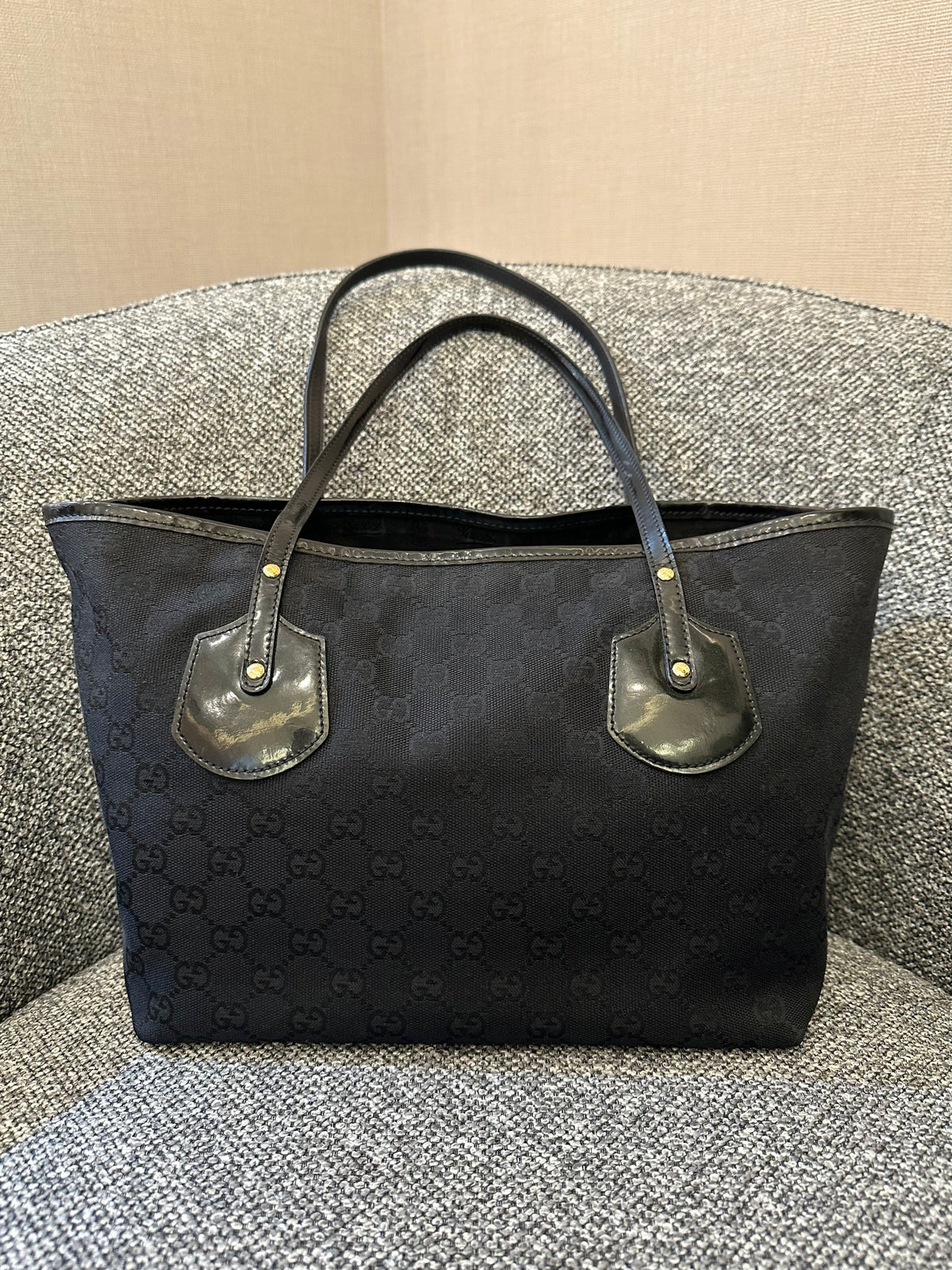 Gucci Jolie Tote Bag In Black GG Canvas