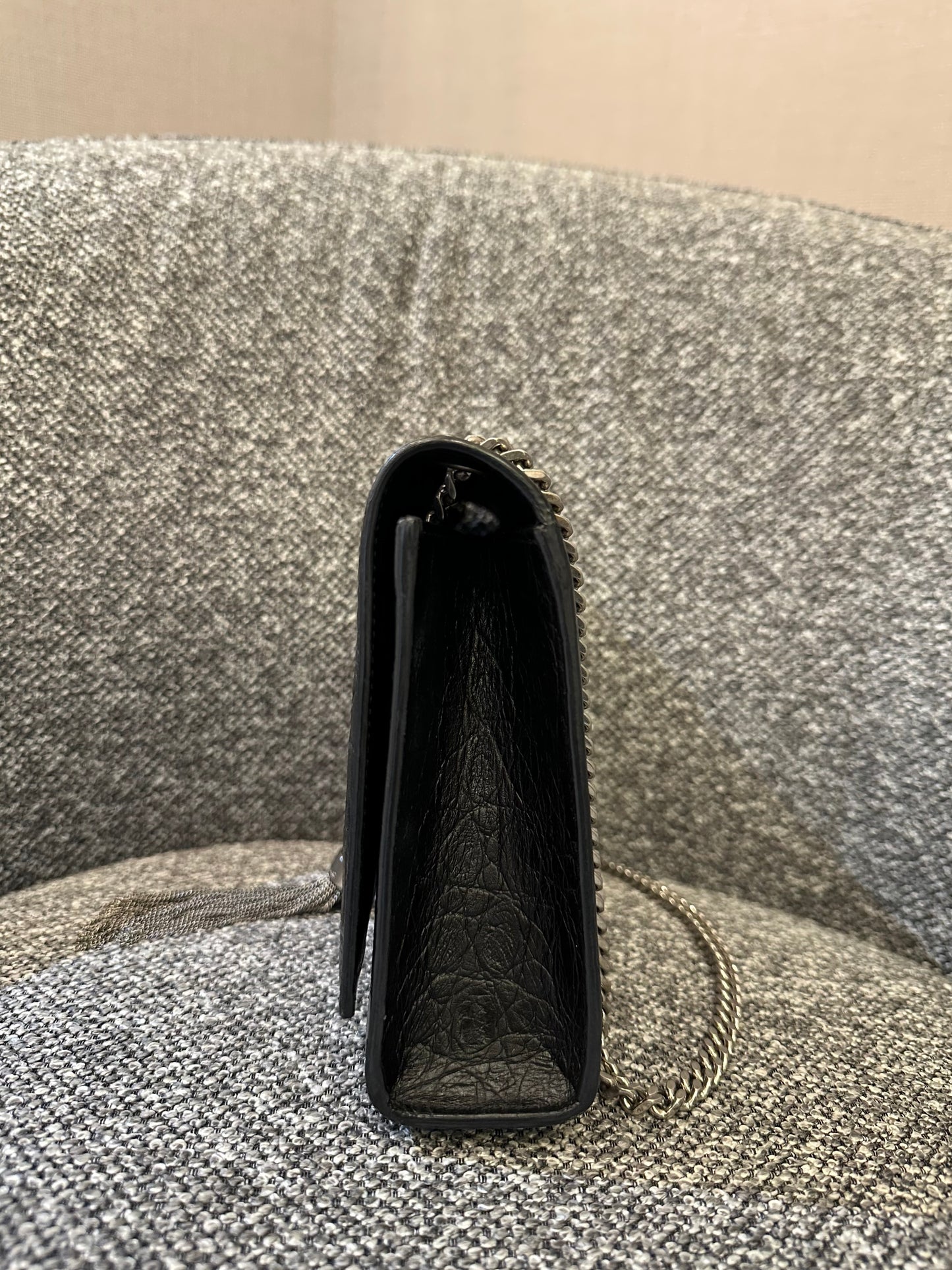 Yves Saint Laurent Kate Shoulder Bag in Crocodile-Embossed Black Leather