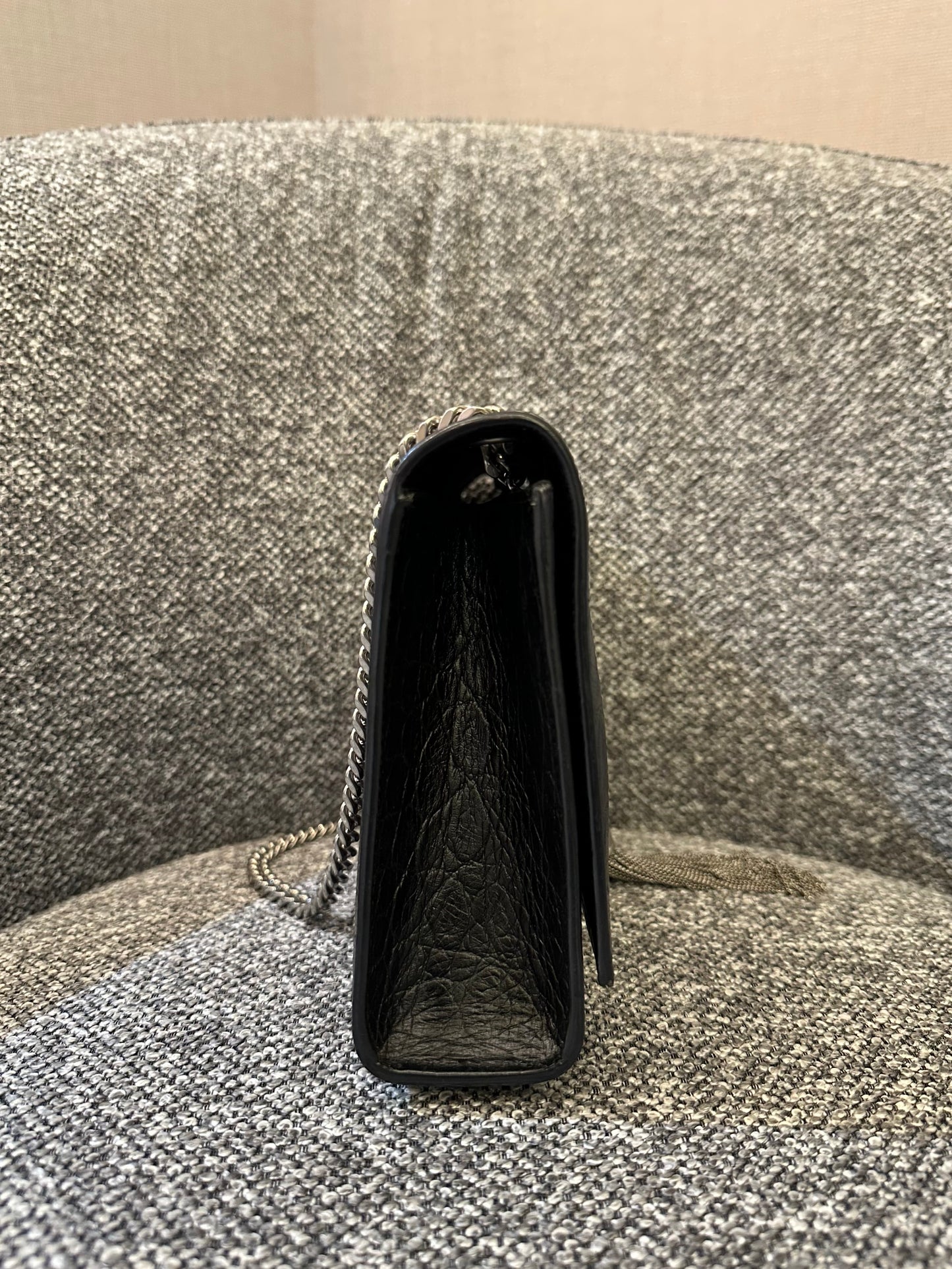 Yves Saint Laurent Kate Shoulder Bag in Crocodile-Embossed Black Leather