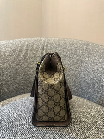Gucci Ophidia Small Tote Bag in Beige and Ebony GG Supreme Canvas