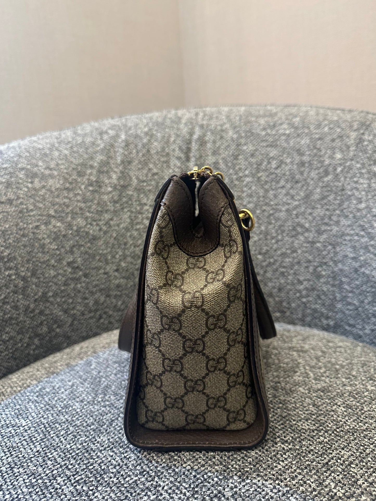 Gucci Ophidia Small Tote Bag in Beige and Ebony GG Supreme Canvas