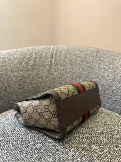 Gucci Ophidia Small Tote Bag in Beige and Ebony GG Supreme Canvas