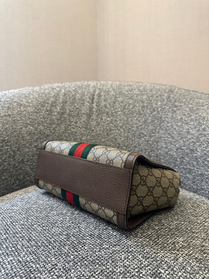 Gucci Ophidia Small Tote Bag in Beige and Ebony GG Supreme Canvas