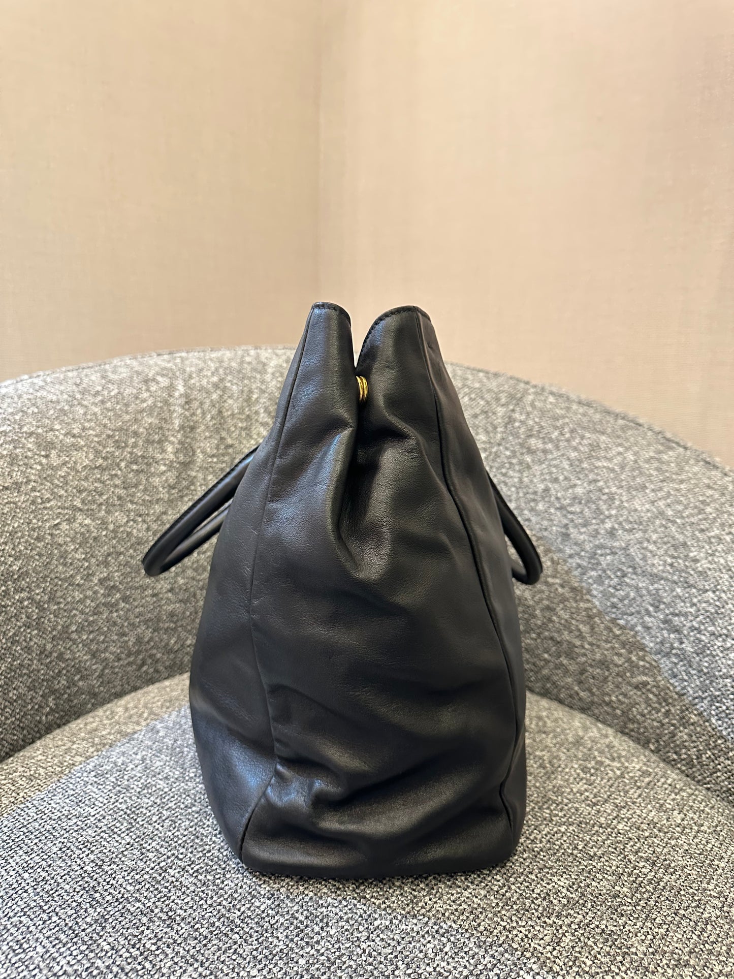 Prada Top Handle Bag in Black Leather