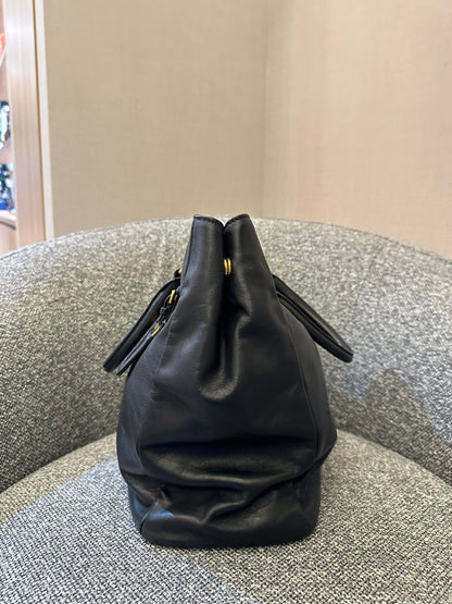 Prada Top Handle Bag in Black Leather