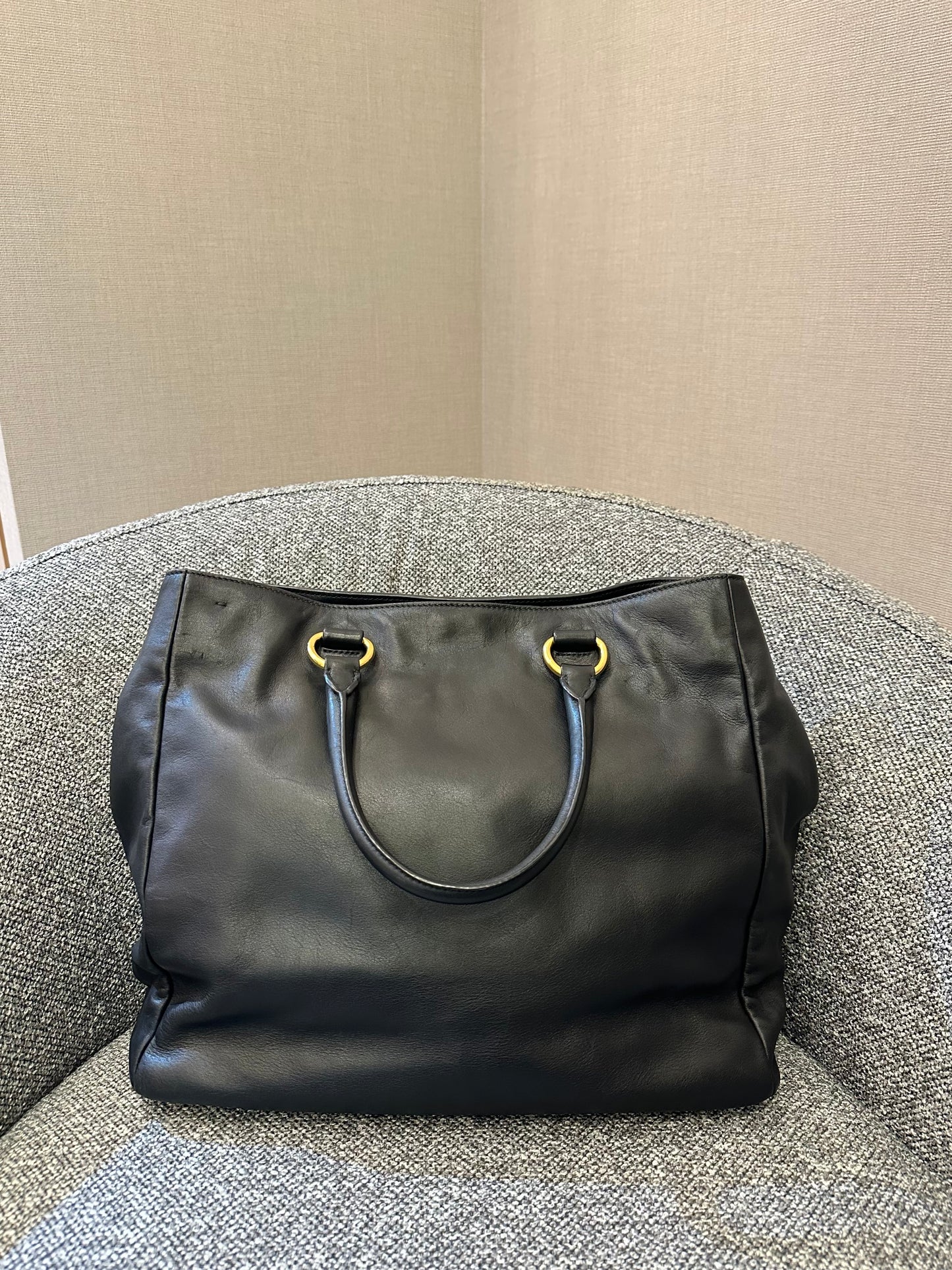 Prada Top Handle Bag in Black Leather