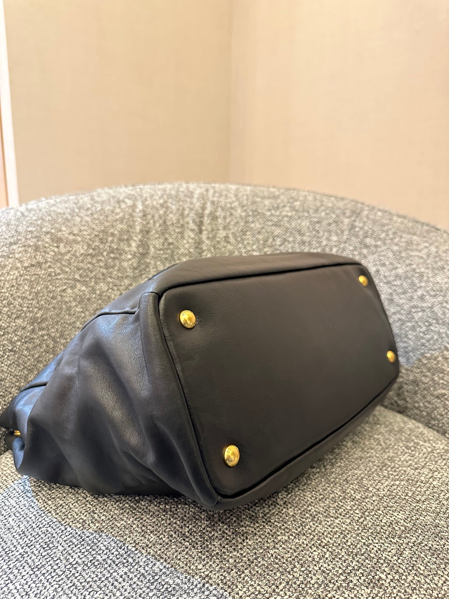 Prada Top Handle Bag in Black Leather