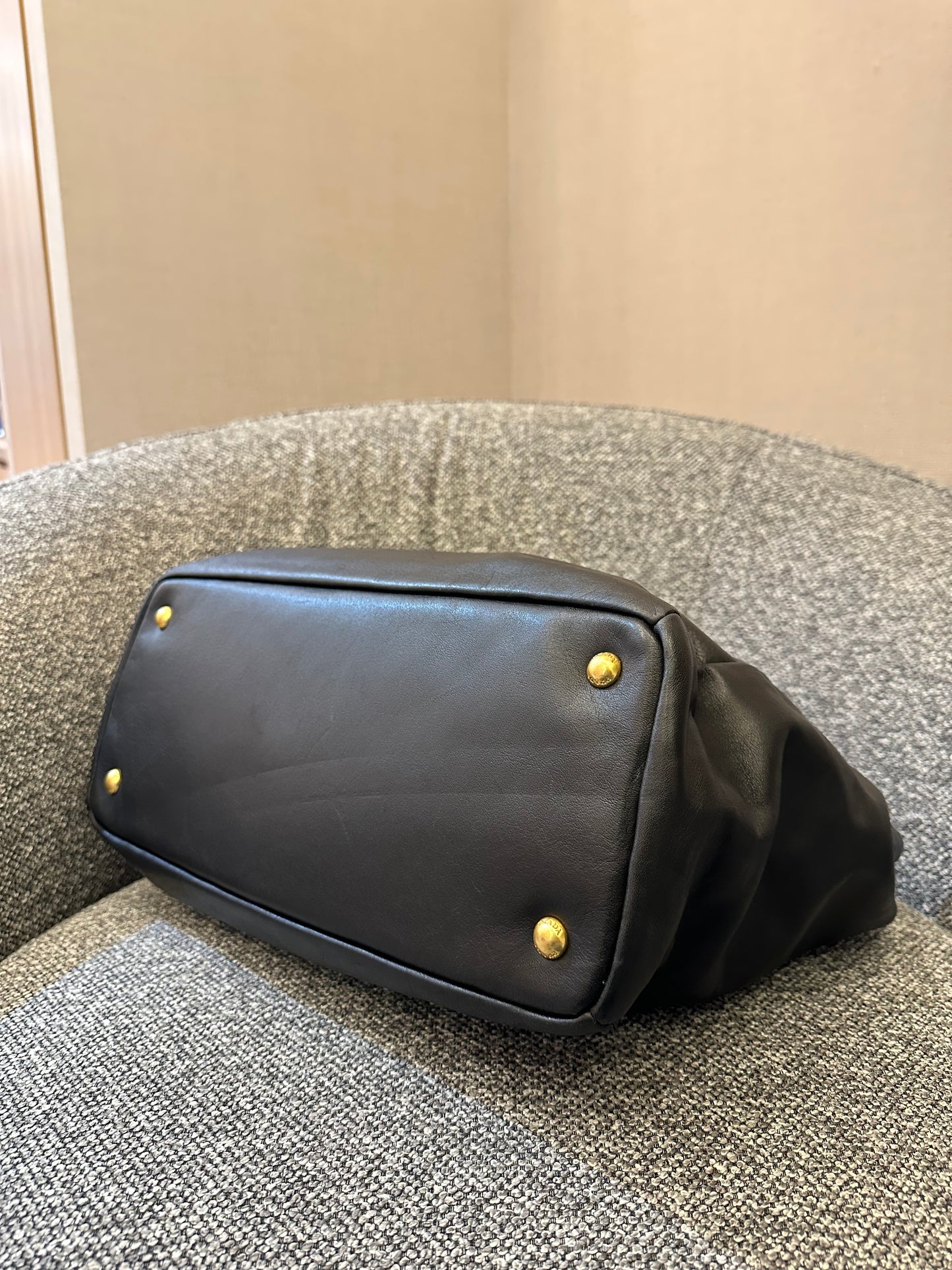 Prada Top Handle Bag in Black Leather