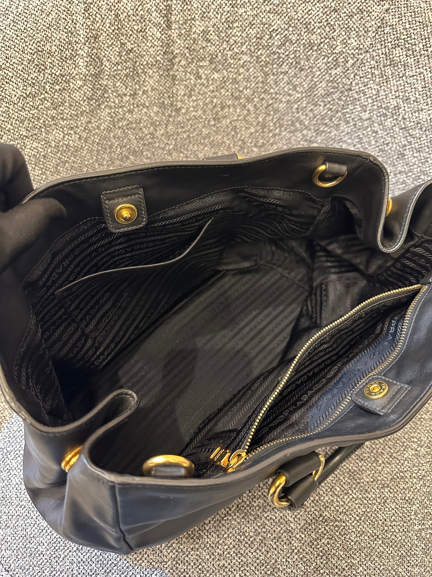 Prada Top Handle Bag in Black Leather