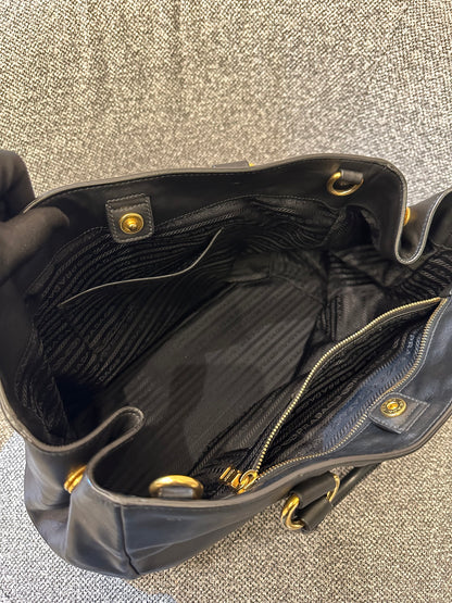Prada Top Handle Bag in Black Leather