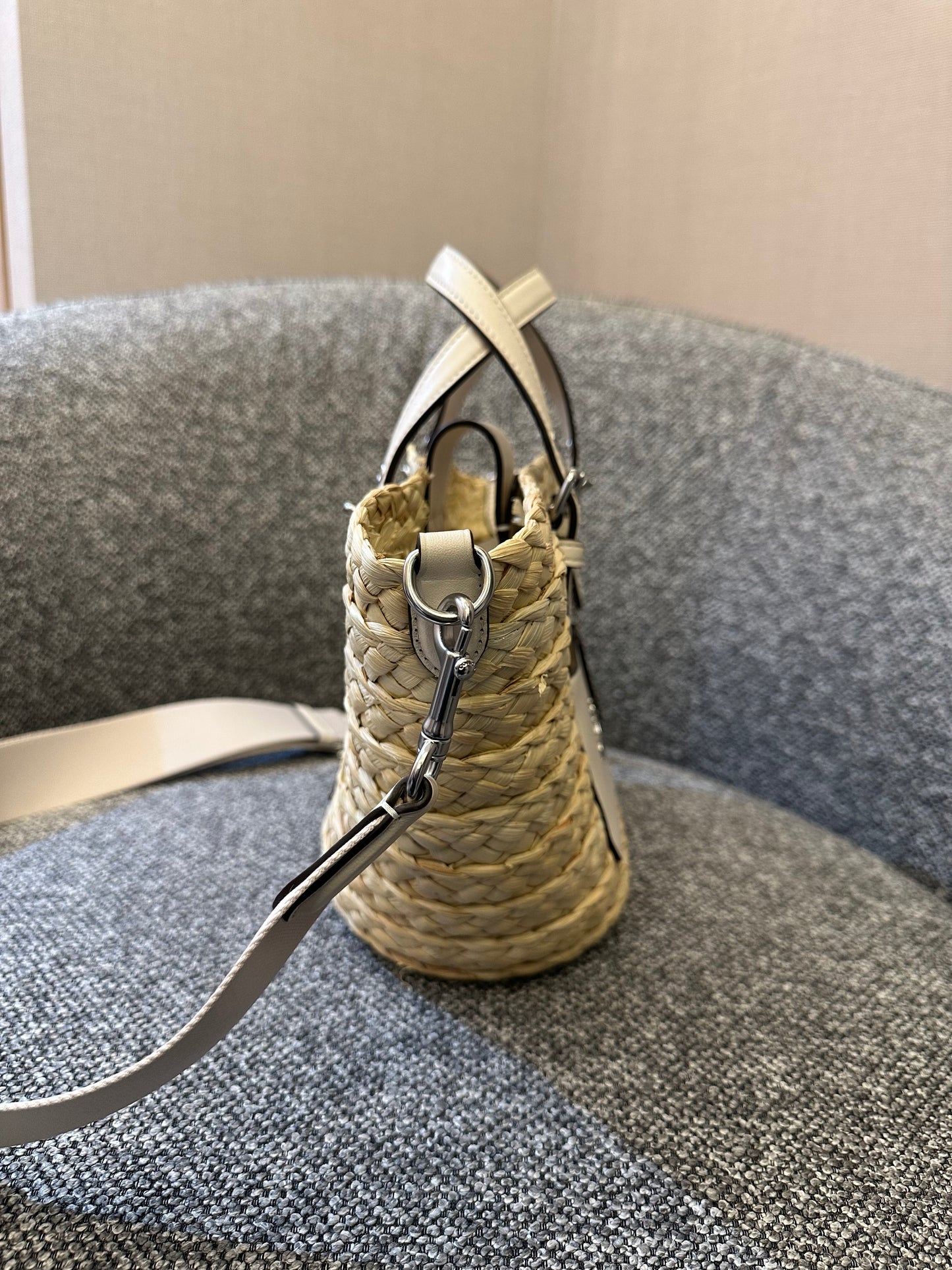 Coach Straw And Leather Raffia Tote Bag
